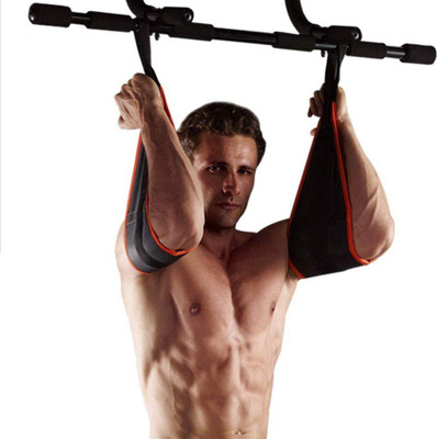 Leosportz 1Pair Ab Straps Gym Hanging Fitness Sling Abdominal Straps for Pull Up Abdominal Belt(Black)