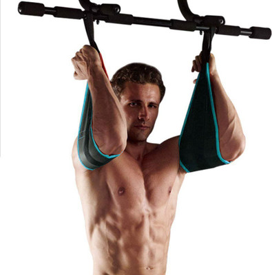 Leosportz 1Pair Ab Straps Gym Hanging Fitness Sling Abdominal Straps for Pull Up Abdominal Belt(Black)