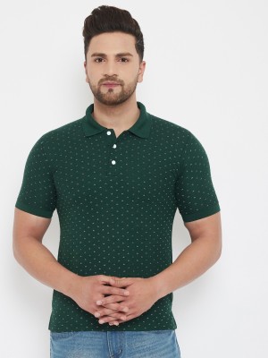 The Million Club Printed Men Polo Neck Green T-Shirt