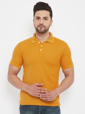The Million Club Printed Men Polo Neck Yellow T-Shirt