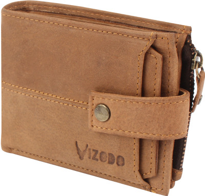 vizodo Men Tan Genuine Leather Wallet(11 Card Slots)