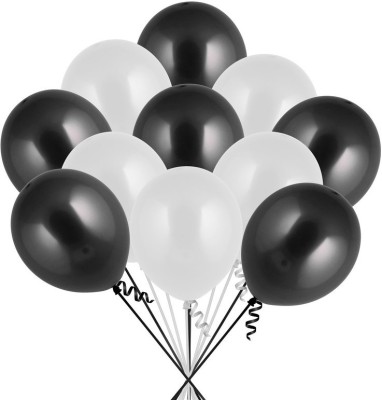 PARTY MIDLINKERZ Solid 51Pcs Black, White Metallic Balloons For Ballons For Decorating Balloon(Black, Silver, Pack of 51)