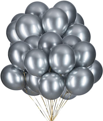 Jolly Party Solid Vibrant Colous Combo Pack of 50 Balloons - Silver Balloons Combo Balloon(Silver, Pack of 50)