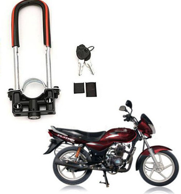 BRPEARl Bike Front Shocker Wheel Lock-181 Bike Front U-Type Anti Theft Wheel Lock For Bajaj Platina 100 DTS-i Wheel Lock(Black, Red)