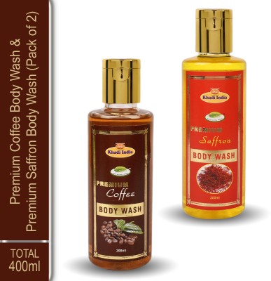 khadi natural herbal Premium Body Wash Coffee & Saffron (Pack of 2)(2 x 200 ml)