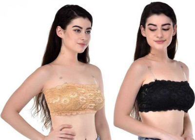 BRATON Women Bandeau/Tube Lightly Padded Bra(Beige, Black)
