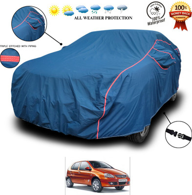 SEBONGO Car Cover For Tata Indica eV2 (With Mirror Pockets)(Blue)