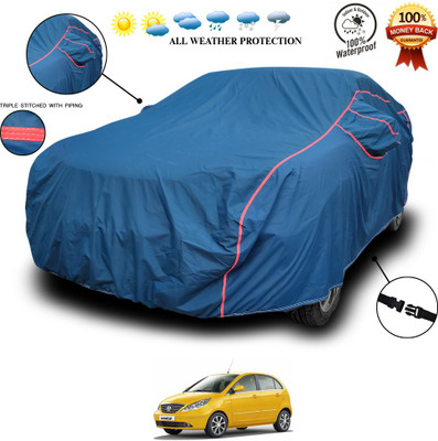 SEBONGO Car Cover For Tata Indica Vista (With Mirror Pockets)(Blue)