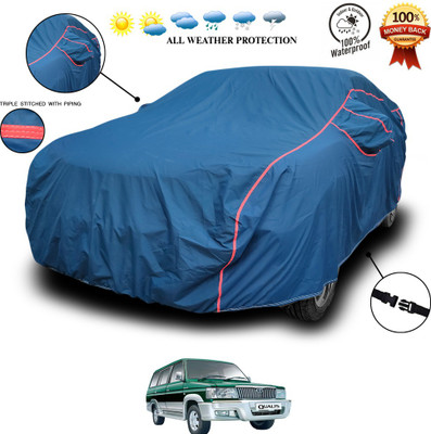 SEBONGO Car Cover For Toyota Qualis (With Mirror Pockets)(Blue)