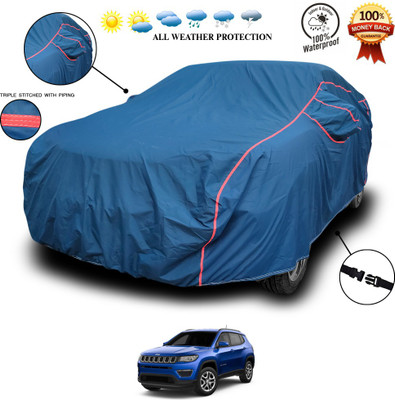 SEBONGO Car Cover For Jeep Compass Facelift (With Mirror Pockets)(Blue)