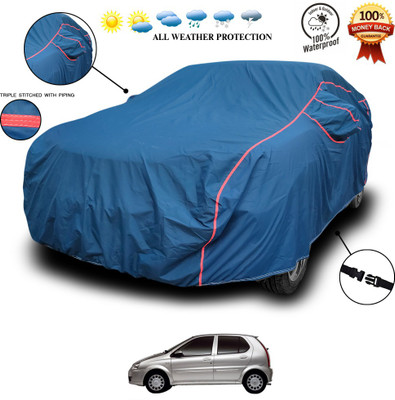 SEBONGO Car Cover For Tata Indica V2 (With Mirror Pockets)(Blue)
