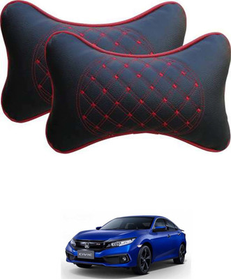 RONISH Red, Black Leatherite Car Pillow Cushion for Universal For Car(Rectangular, Pack of 2)