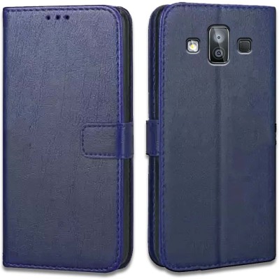 Trap Flip Cover for Samsung Galaxy J7 Duo(Blue, Cases with Holder, Pack of: 1)