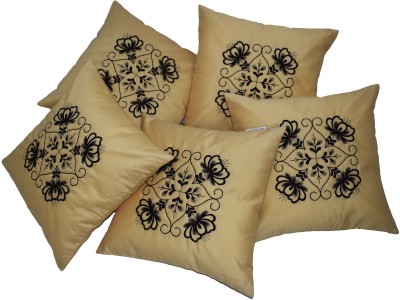 ZIKRAK EXIM Embroidered Cushions Cover(Pack of 5, 30 cm*30 cm, Beige)