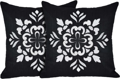 ZIKRAK EXIM Embroidered Cushions Cover(Pack of 2, 30 cm*30 cm, Black)