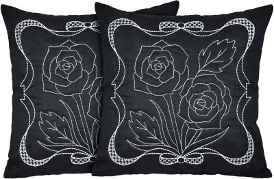 ZIKRAK EXIM Embroidered Cushions Cover(Pack of 2, 30 cm*30 cm, Black)