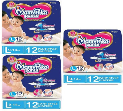 MamyPoko L 12+12+12 Extra Absorb Diapers - L(3 Pieces)