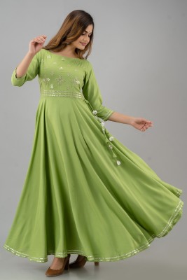 KIMAYRA Women Fit and Flare Green Dress