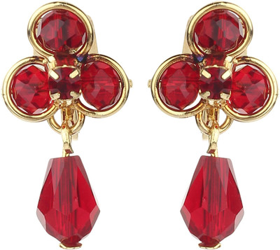 FLINGDOM Non Piercing Clip On Earrings for Non Pierced Ears for Girls & Women Zircon Alloy Drops & Danglers