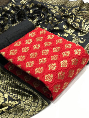 VredeVogel Cotton Silk Self Design Salwar Suit Material