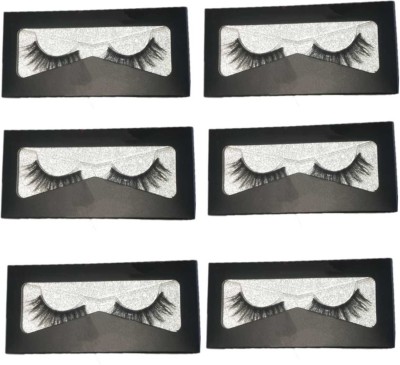 overlook Black Natural 3D Thick Long Eye- Lashes (Pack Of 6)(Pack of 6)