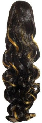 VSAKSH 5 Clip Based Curly Brown & Golden Highlighted  Extension Hair Extension