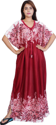 RILO Floral Print Satin Blend Women Kaftan