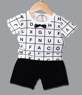 Lofn Baby Boys & Baby Girls Casual T-shirt Three Fourth Pant(White)
