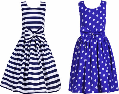CINDERELLA THE CREATIONS FACTORY Baby Girls Below Knee Casual Dress(Multicolor, Sleeveless)