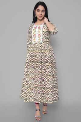 Janakdulari fashion Women Embroidered Flared Kurta(Green)