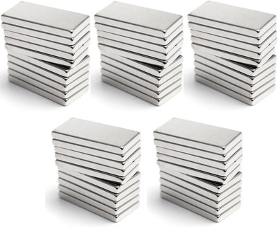 ART IFACT 50 Pieces of 20mm x 10mm x 2mm Neodymium Magnets - N52 Rectangular Magnets - Rare Earth NdfeB Magnets - For DIY, School Project or Commercial Usage Fridge Magnet, Multipurpose Office Magnets, Magnetic Paper Holder Pack of 50(Silver)