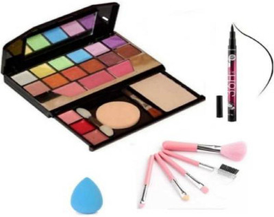 Pro Tya FASION MAKEUP KIT 5024 + PUFF& SPONGE + 5 PCS BRUSH +36 HOUR YANQINA EYELINEAR(Pack of 4) Flipkart