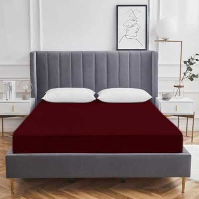 Luxurious Life Fitted King Size Waterproof Mattress Cover(Maroon)