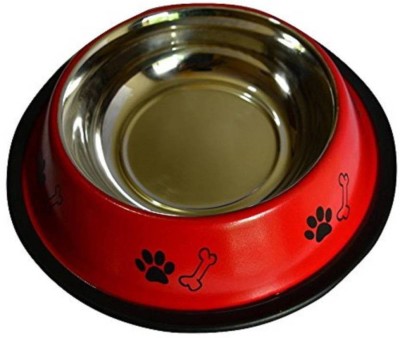 YIMK Round Stainless Steel Pet Bowl(900 ml Red)