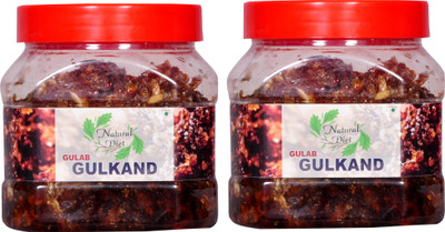 Natural Diet Combo of Natural Homemade Gulkand with Kesar & Elaichi Prepared Using Damask Rose & Rock Sugar (500 gm x 2) Mixed Gulkand(2 x 0.5 kg)