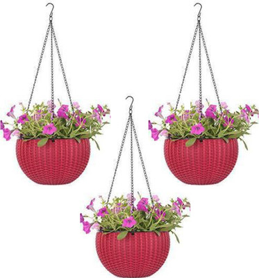 HNB Plant Container Set(Pack of 3, Plastic, Metal)