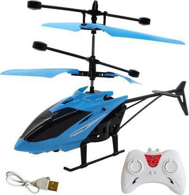X ZINI Infrared Induction Helicopter Sensor Aircraft USB Charger 2 in 1 Flying Helicopter with Remote Control (Blue -color may vary)(Blue)