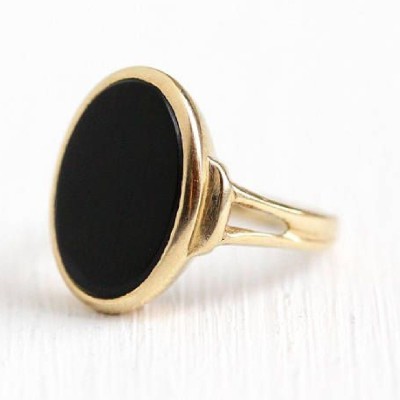 KUNDLI GEMS Onyx Stone Ring Natural Stone Certified Astrological and Fashionable for unisex Stone Onyx Gold Plated Ring