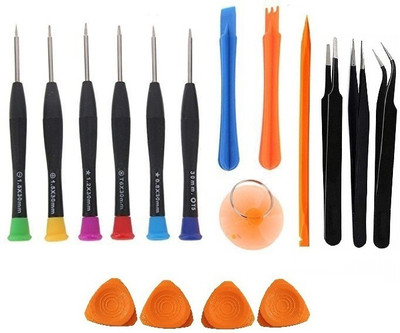 wroughton 9 in 1 Professional Screwdriver Set Mobile Repairing and Opening Tool Kit For iPhone 6/6S/iPhone 7/7S for All Mobiles With 1 Orange Stick Spudger, 4 Mobile Openers and 3 ESD Non-Magnetic Tweezers- Straight, Flat & Curved Precision Screwdriver Set(Pack of 17)