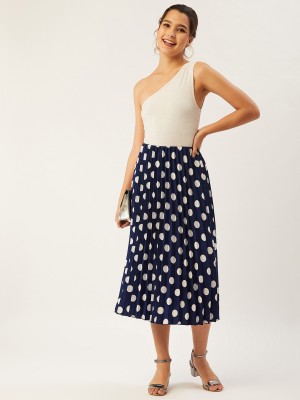 ANVI Be Yourself Graphic Print Women Flared Blue, White Skirt