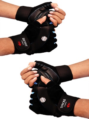 SKYFIT COMBO PACK 2 Super Lycra Wrist Support Gym Sports Gloves Gym & Fitness Gloves(Black)