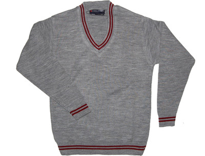 Rajindras Solid, Self Design V Neck Casual Boys Grey, Maroon Sweater