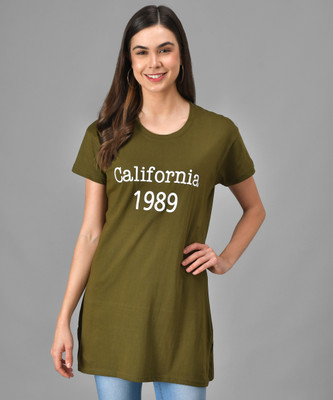 GRAND MALBORK Printed Women Round Neck Green T-Shirt