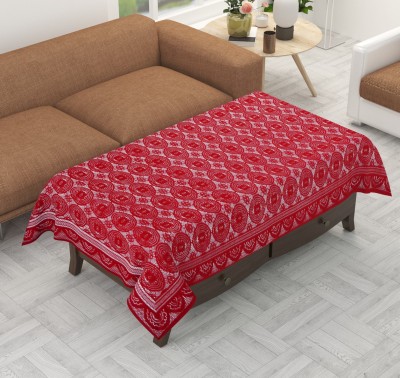 Arpan Industries Floral 4 Seater Table Cover(Red, Cotton)