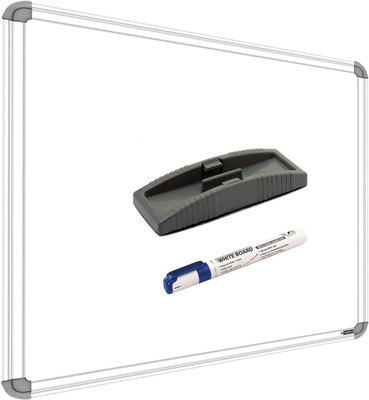 SRIRATNA Non Magnetic Non Magnetic 1.5 X 2 feet Glossy White Board, One Side White Board Marker and Reverse Side Green Chalk Board Surface Whiteboard with 1 Marker, 1 Scale 30cm And 1 Duster, Whiteboards and Duster Combos(White, Green)