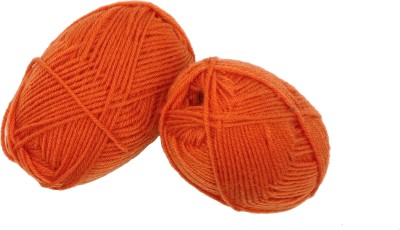 PRANSUNITA 4 ply Soft Acrylic Knitting Wool Yarn, Used in Hand Knitting, Art Craft, and Crochet, Pack of 2 Rolls ( 50 GMS /90 MTS ) - ORANGE