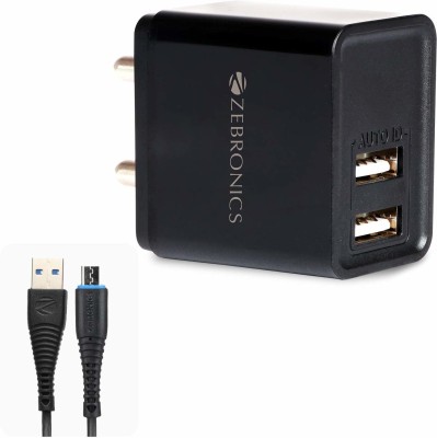 ZEBRONICS 5 W Quick Charge 2.4 A Multiport Mobile Charger with Detachable Cable(Black)