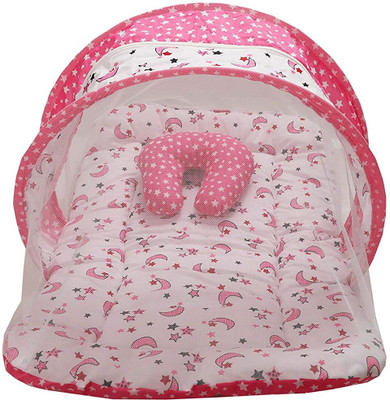Miss & Chief by Flipkart Cotton Baby Bed Sized Bedding Set(Pink, 1 Mosquito Net Bed, 1 U-Shape Pillow)