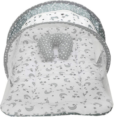 Miss & Chief by Flipkart Cotton Baby Bed Sized Bedding Set(Grey, 1 Mosquito Net Bed, 1 U-Shape Pillow)