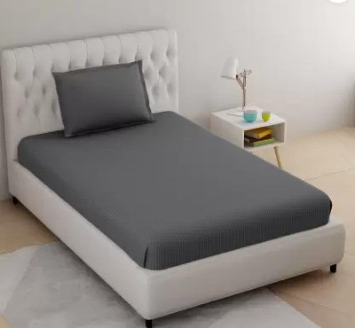 Icm 210 TC Satin Single Solid Flat Bedsheet(Pack of 1, Grey)